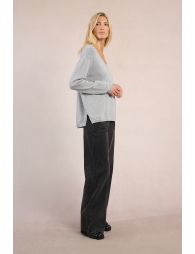 Pull col V, maille irisée