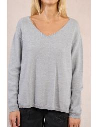 Pull col V, maille irisée