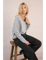 Pull col V, maille irisée