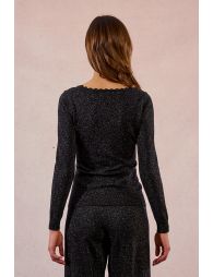 Pull ajusté, encolure carrée festonnée