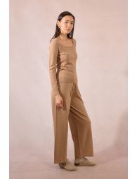 Pull ajusté, encolure carrée festonnée