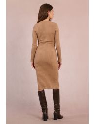 Robe pull côtelée, à nouer