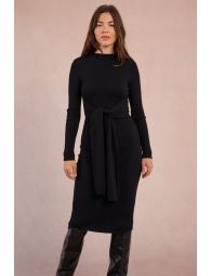 Robe pull côtelée, à nouer