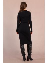 Robe pull côtelée, à nouer