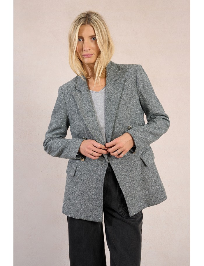 Straight blazer with rhinestones