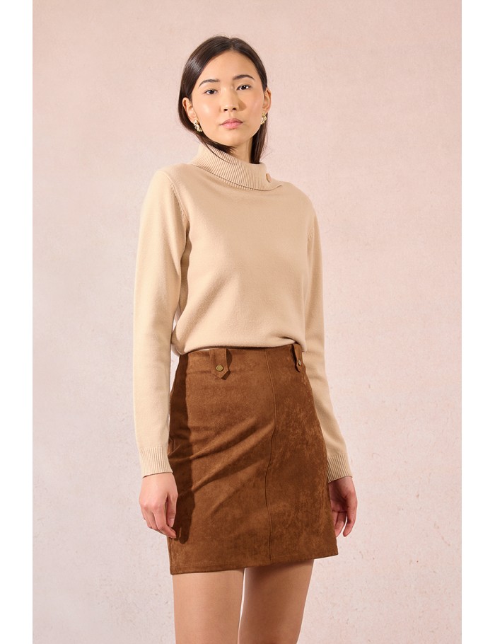 Suede mini skirt