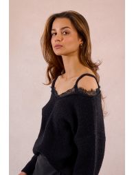 Pull en maille, épaules dégagées