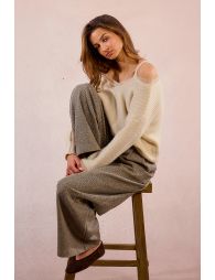 Knitted sweater, off-the-shoulder