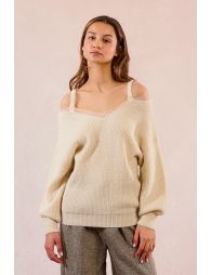 Knitted sweater, off-the-shoulder