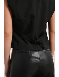 Cropped faux leather blazer