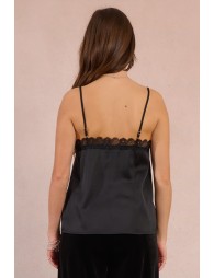 Satin camisole, lace trim