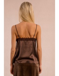 Satin camisole, lace trim