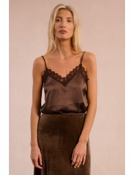Satin camisole, lace trim