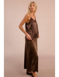 Satin camisole, lace trim