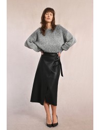Long skirt in imitation leather