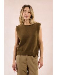 Pull sans manches, boutonné sur les côtés
