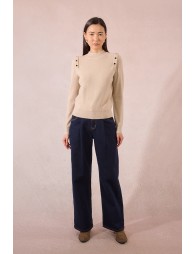 Thin sweater with shoulder pads