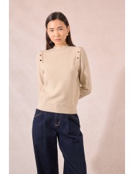 Thin sweater with shoulder pads