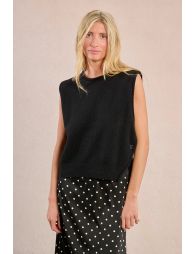 Sleeveless sweater, buttoned at the sides