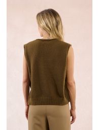 Pull sans manches, boutonné sur les côtés
