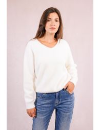 Pull en maille duveteuse, col perlé