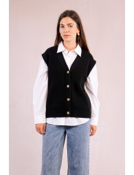 Knitted cardigan, sleeveless