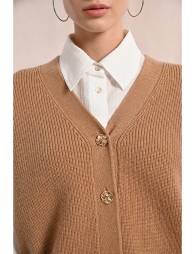 Knitted cardigan, sleeveless