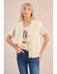 Knitted cardigan, sleeveless