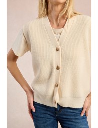 Knitted cardigan, sleeveless