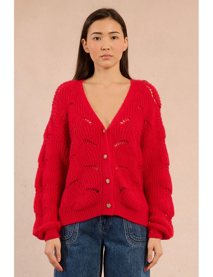 Gilet ajouré et boutonné