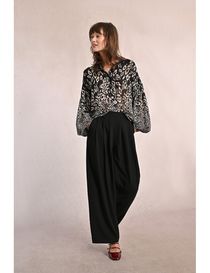Pantalon large à multi-plis