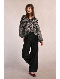 Pantalon large à multi-plis