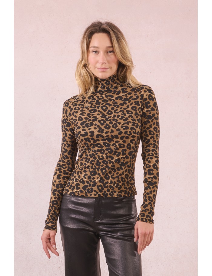 Thin turtleneck, leopard print