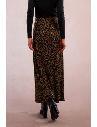 Long, straight skirt, leopard print