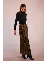 Long, straight skirt, leopard print
