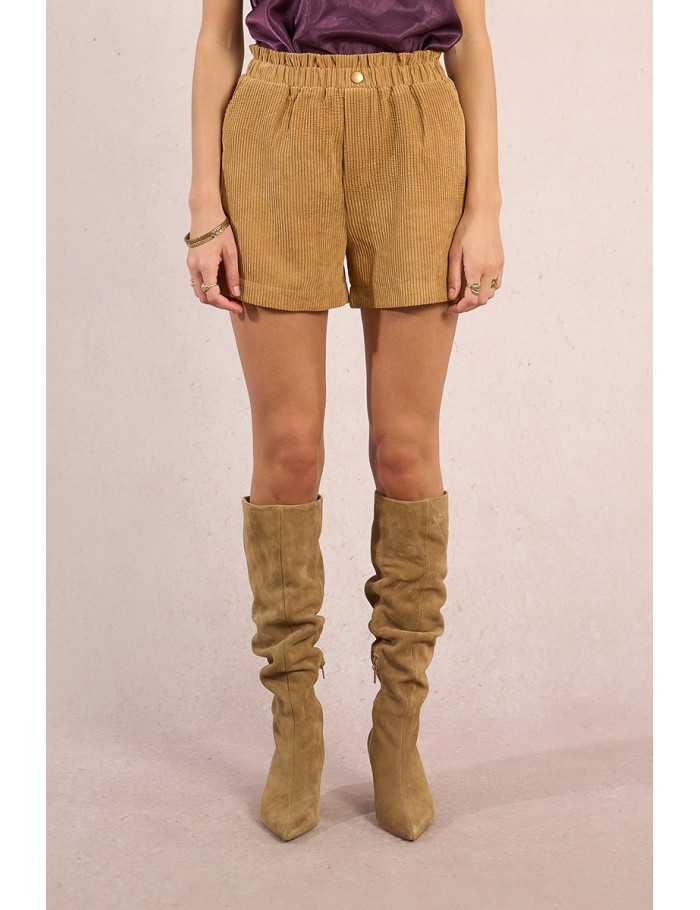 Corduroy paperbag shorts