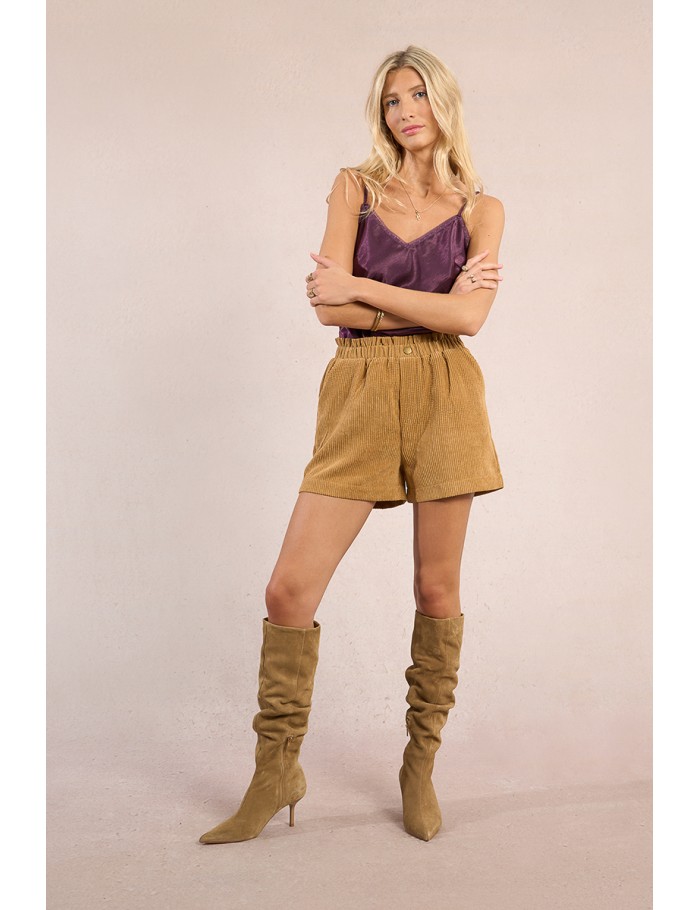 Corduroy paperbag shorts