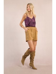 Corduroy paperbag shorts