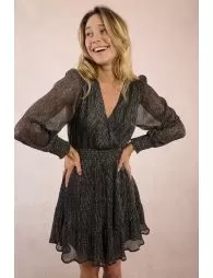 Vestido de manga larga plisado