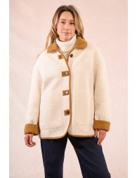 Textured faux sheepskin coat