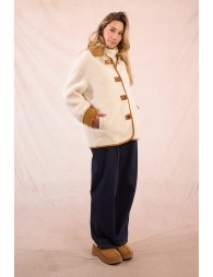 Textured faux sheepskin coat
