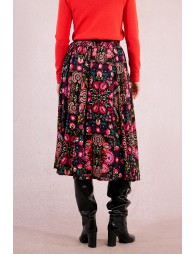 Falda larga plisada con estampado