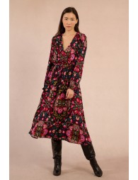 Longue robe portefueille, imprimé bohème