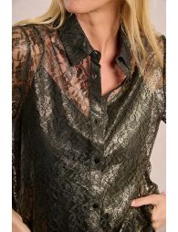 Chemise transparente en dentelle métallisée