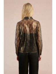 Chemise transparente en dentelle métallisée