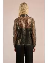 Metallic lace sheer shirt