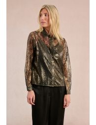 Chemise transparente en dentelle métallisée