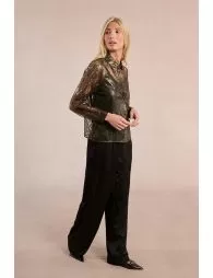 Metallic lace sheer shirt