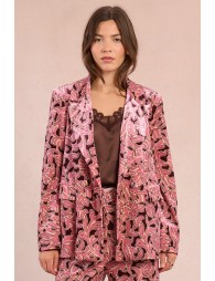 Blazer satiné, imprimé fleuri