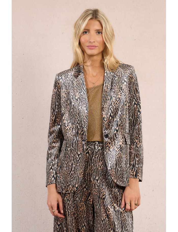 Satin blazer, leopard print